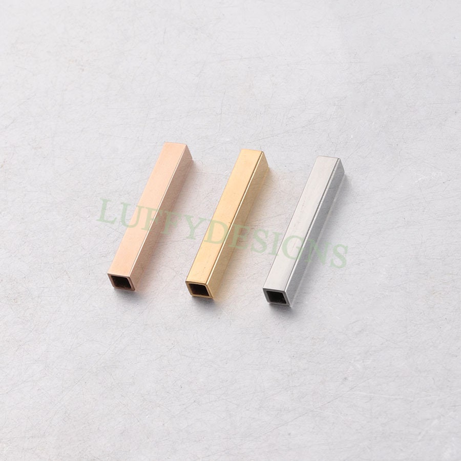 10pcs Rectangle Beads 17x5mm, Gold Beads, Geometric Beads, Rectangle Spacer Beads Charm for Bracelet Necklace Supply, 18K Gold plated Steel