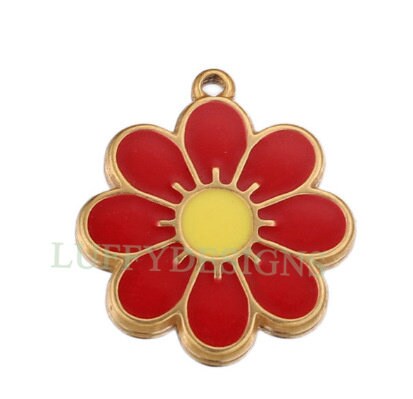 10pcs Daisy Charms, Gold Flower Pendant, Gold plated 304 Stainless Steel, Gold Daisy Flower Charms, Enamel Daisy Charms For Jewelry Making