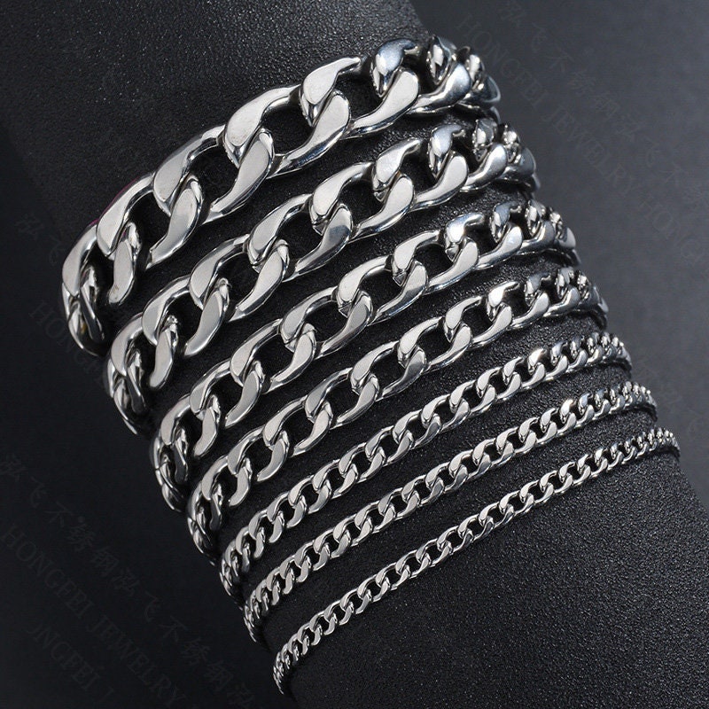 5pcs Gold Cuban Link Chain Bracelet, Miami Cuban Curb Links, Cuban Men Bracelet, NK 1:1 Curb Bracelet, Gift for Men, Gold Stainless Steel