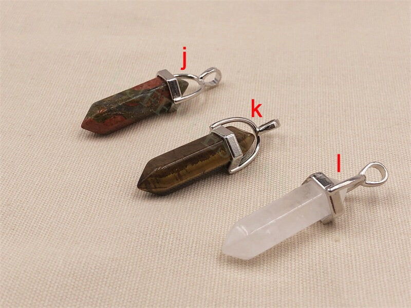 5pcs Hexagonal Crystal Pendant, Crystal Quartz, Healing Crystal, Gemstone Pendant, Natural Stone, Natural Crystal Charm, Real Stone Pendant