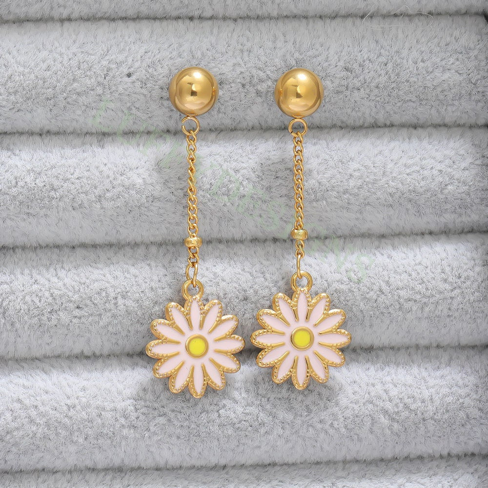 10pcs Daisy Charms, Gold Flower Pendant, Gold plated 304 Stainless Steel, Gold Daisy Flower Charms, Enamel Daisy Charms For Jewelry Making