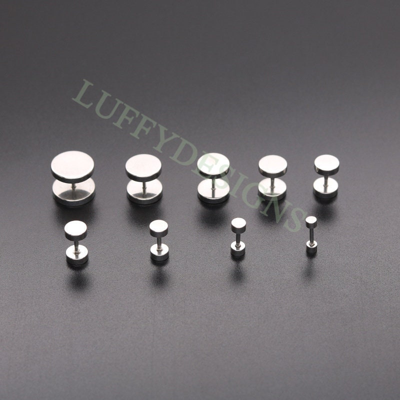 20pcs Dumbbell Earring Piercing, Round Stud Earrings For Women or Men, Stainless Steel Earring Findings, Screw Dumbbell Gothic Stud Earrings