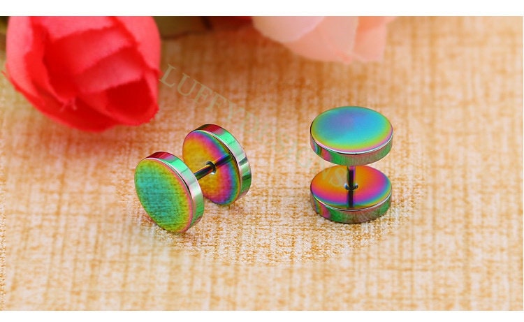 20pcs Dumbbell Earring Piercing, Round Stud Earrings For Women or Men, Stainless Steel Earring Findings, Screw Dumbbell Gothic Stud Earrings