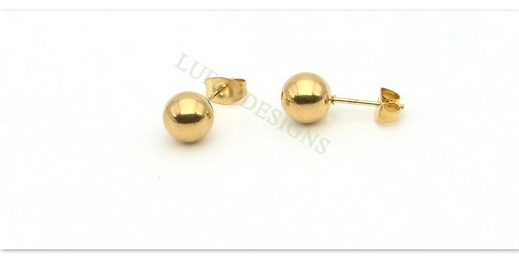 20pcs Ball Post Earring, Ball Stud Earring, 316L Stainless Steel Post, 18K Gold Plated, Earring Findings, 2mm /3mm /4mm /5mm /6mm /8mm