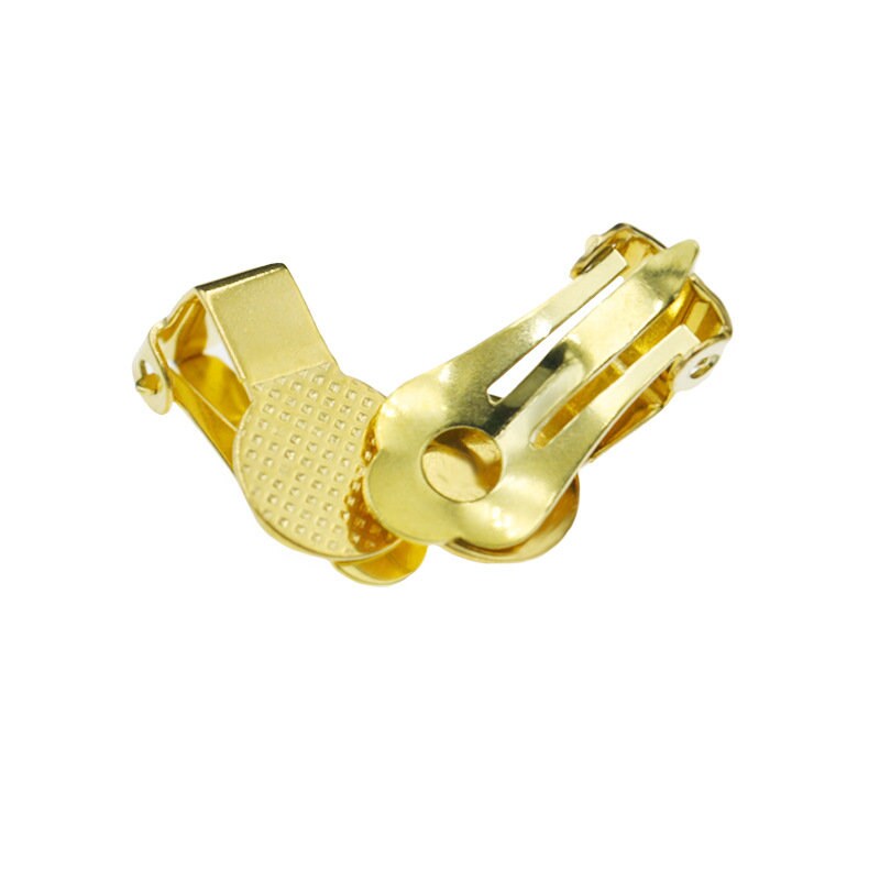 20pcs Non Pierced Clip on Earring Component with 9mm Flat Pad, Ear Clip, Glue on Pad Blank, Earwire Converter, Gold plated Stainless Steel