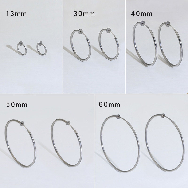 10pcs Open Clip Hoop Earrings, Clicker Ring Hoops, Gold plated Stainless Steel, Earring Findings, Round Ring Hoop Earrings, Ear Stud Hoops