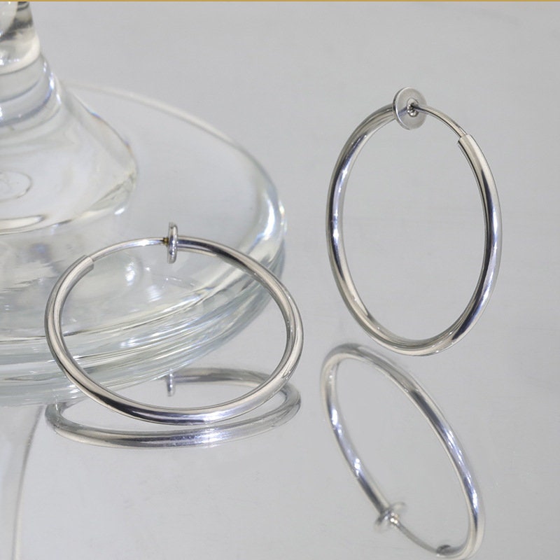 10pcs Open Clip Hoop Earrings, Clicker Ring Hoops, Gold plated Stainless Steel, Earring Findings, Round Ring Hoop Earrings, Ear Stud Hoops