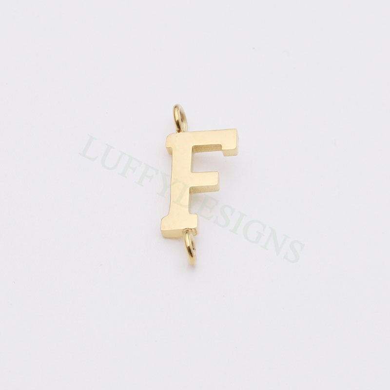 Uppercase Letter Charm with 2 Loops for Slide Necklace, Alphabet Charm, Gold Letter Pendant, 26 Letters Initial Charms, Gold Stainless Steel