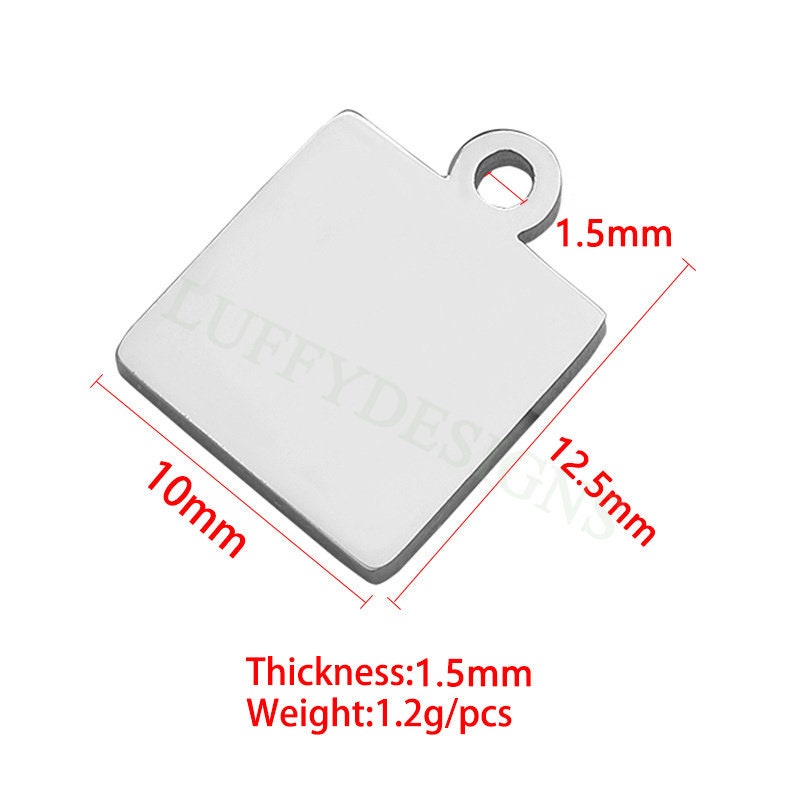 10pcs Gold Square Charm 10/18mm, Square Pendant, Square Stamping Blank, DIY Engraving Supplies, Mirror Polished, Gold plated Stainless Steel