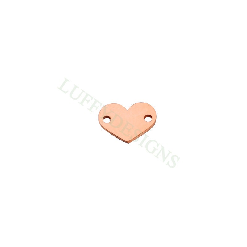 10pcs Heart Charms with 2 Holes 12mm, Tiny Love Charm, Gold /Rose Gold Stainless Steel Heart, Heart Charms Pendant, Love Charms Connector