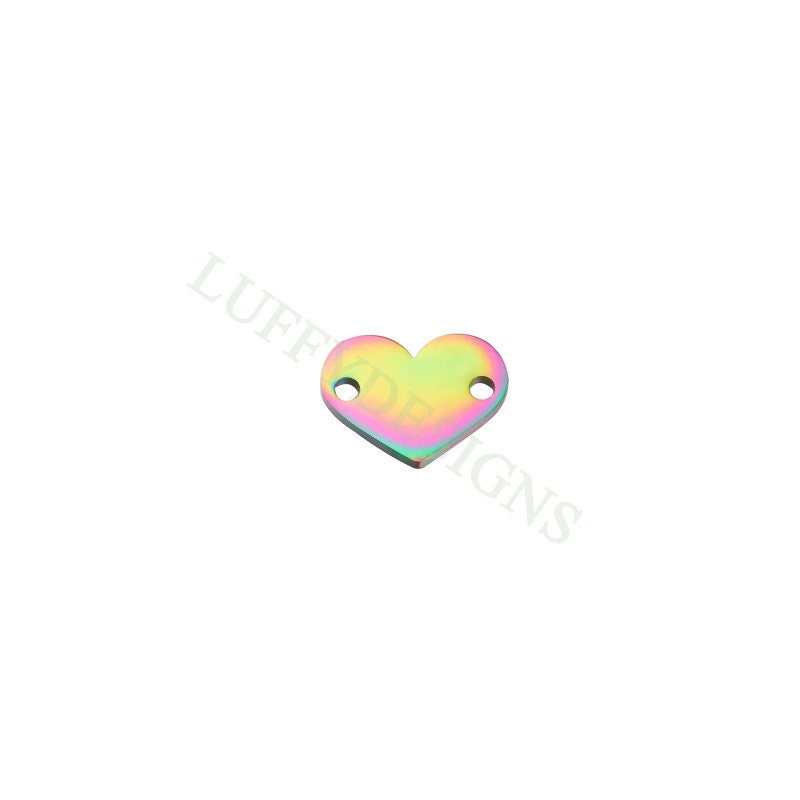 10pcs Heart Charms with 2 Holes 12mm, Tiny Love Charm, Gold /Rose Gold Stainless Steel Heart, Heart Charms Pendant, Love Charms Connector