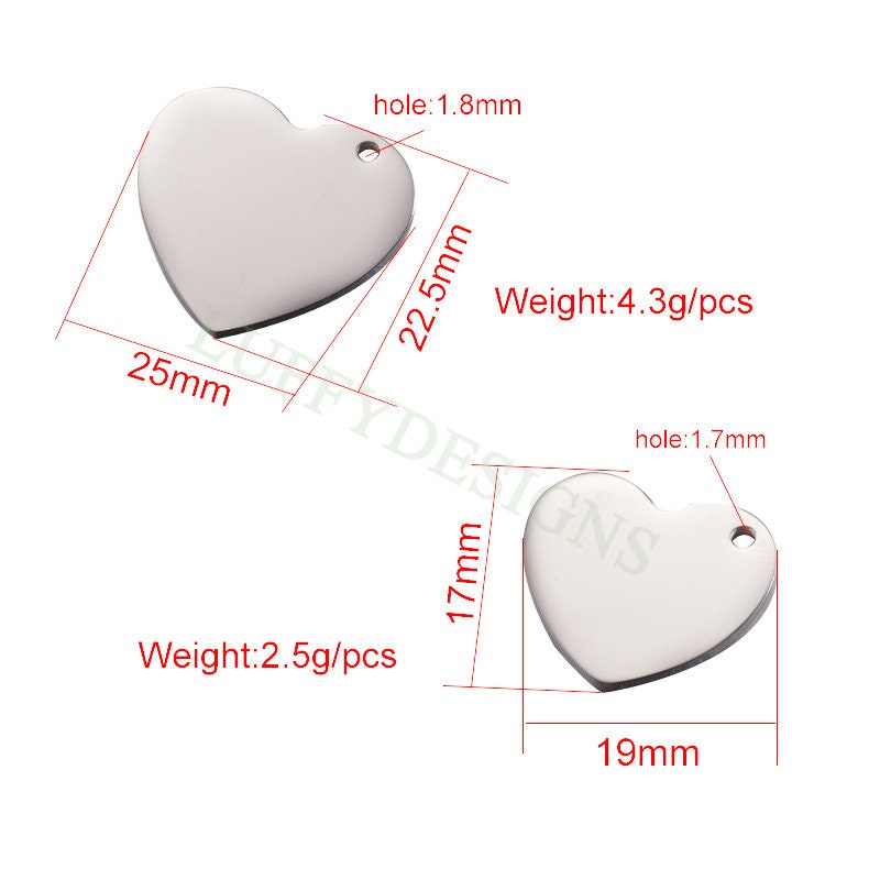 10pcs Heart Charms 19mm/25mm, Tiny Love Charm, Gold Stainless Steel Heart, Mirror Polished Heart Pendant, Love Pendant, Necklace Findings