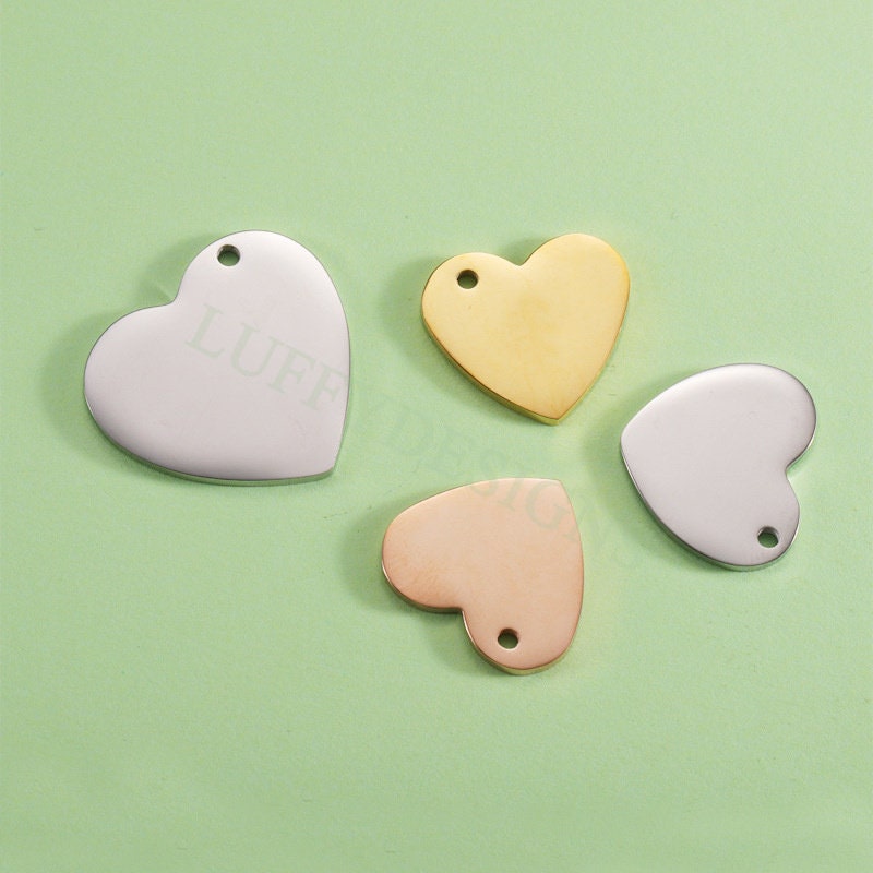 10pcs Heart Charms 19mm/25mm, Tiny Love Charm, Gold Stainless Steel Heart, Mirror Polished Heart Pendant, Love Pendant, Necklace Findings