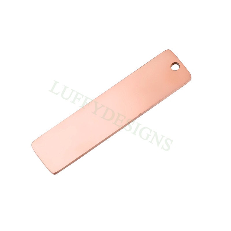 10pcs Personalized Stamping Blank Bar 50x12mm, Ready to Stamp, Gold Bar Charm, Gold Plated Stainless Steel, Mirror Polished Engraving Supply