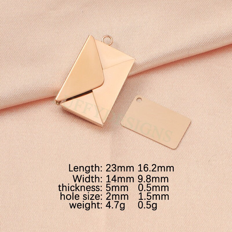 2pcs Envelope Charms, Custom Name Envelope Pendant, Hidden Secret Message Pendant, Steel Love Letter Pendant, Gold Mail Couple Pendant