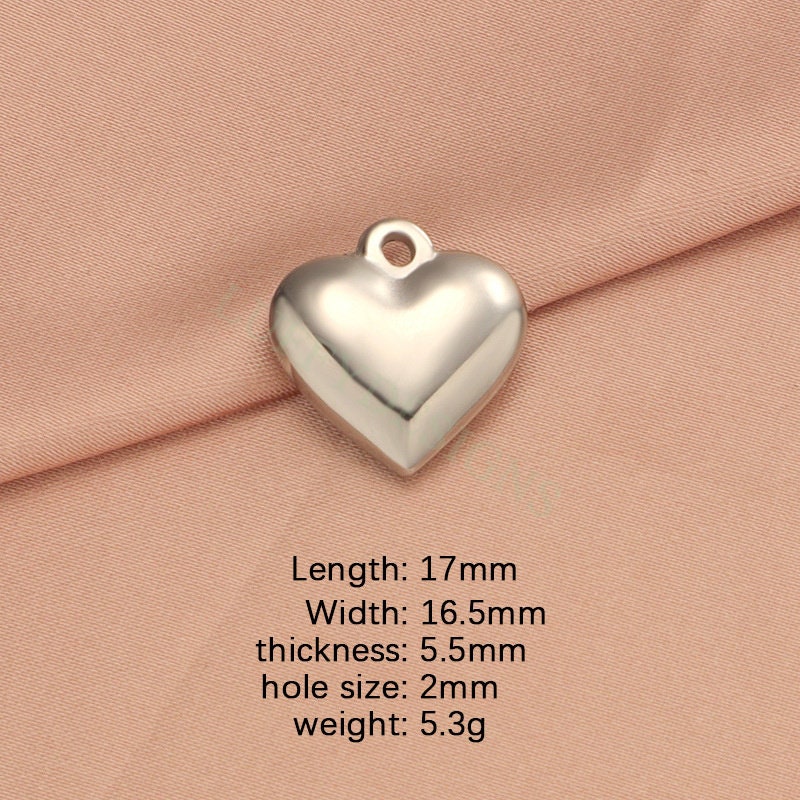 10pcs Heart Charms 10-16mm, Tiny Love Charm, Solid Steel Heart Pendant, Heart Charms Pendant, Love Pendant, Bracelet/Necklace Findings