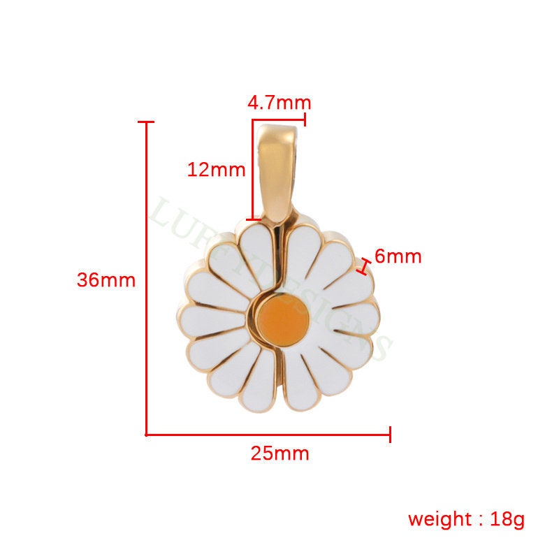 2pcs Daisy Charms, Gold Steel Flower Pendant, Hidden Message Charms Pendant, Gold Daisy Flower Charms,Enamel Daisy Charms For Jewelry Making
