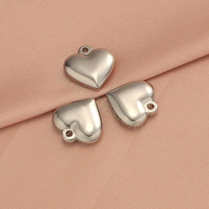 10pcs Heart Charms 10-16mm, Tiny Love Charm, Solid Steel Heart Pendant, Heart Charms Pendant, Love Pendant, Bracelet/Necklace Findings