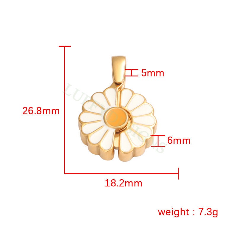 2pcs Daisy Charms, Gold Steel Flower Pendant, Hidden Message Charms Pendant, Gold Daisy Flower Charms,Enamel Daisy Charms For Jewelry Making