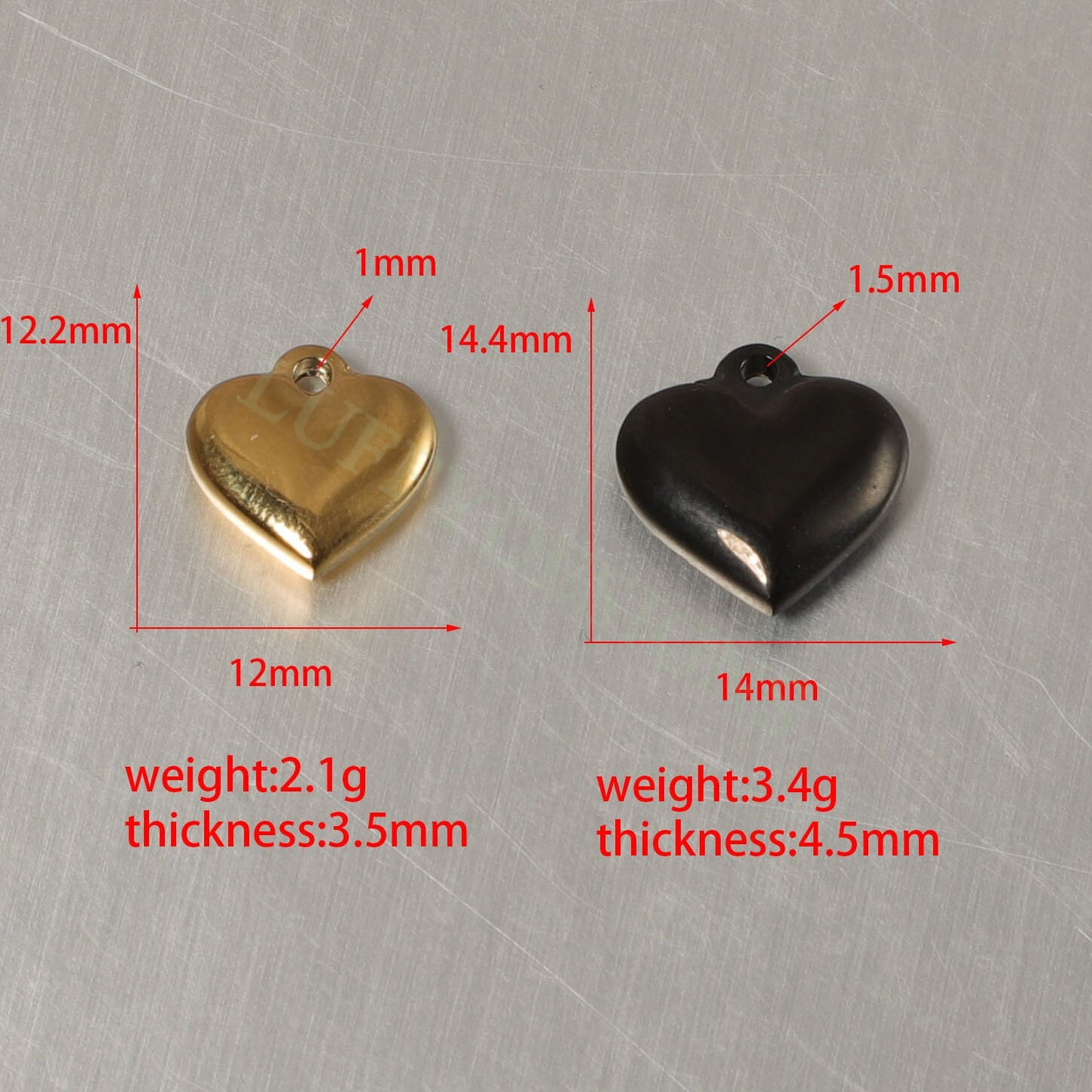 10pcs Heart Charms 10-16mm, Tiny Love Charm, Solid Steel Heart Pendant, Heart Charms Pendant, Love Pendant, Bracelet/Necklace Findings