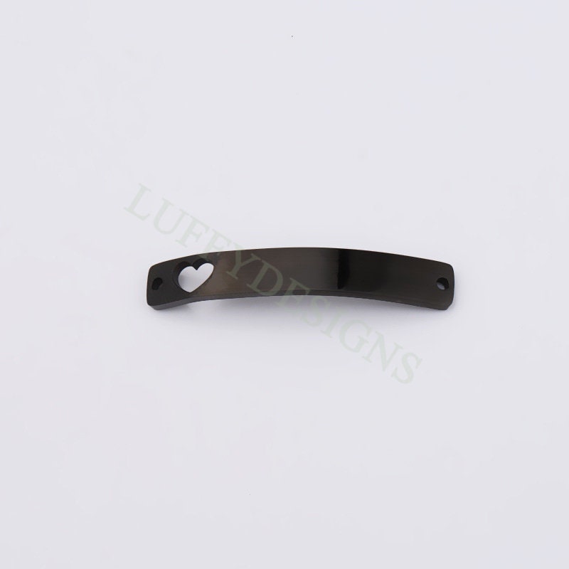 10pcs Blank Bar Charms 39x6mm, Bar Bracelet Supplies, Gold Bar Blanks with Heart, Stamping Heart Bar Supplies, DIY Engraving Bar Supply