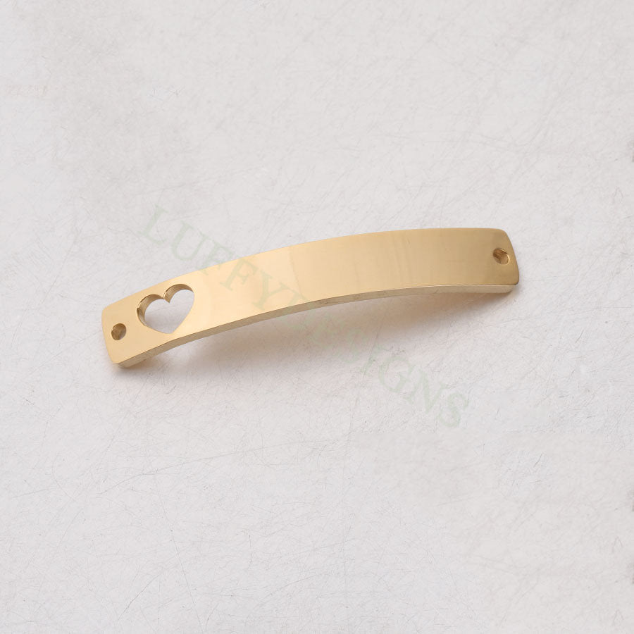 10pcs Blank Bar Charms 39x6mm, Bar Bracelet Supplies, Gold Bar Blanks with Heart, Stamping Heart Bar Supplies, DIY Engraving Bar Supply