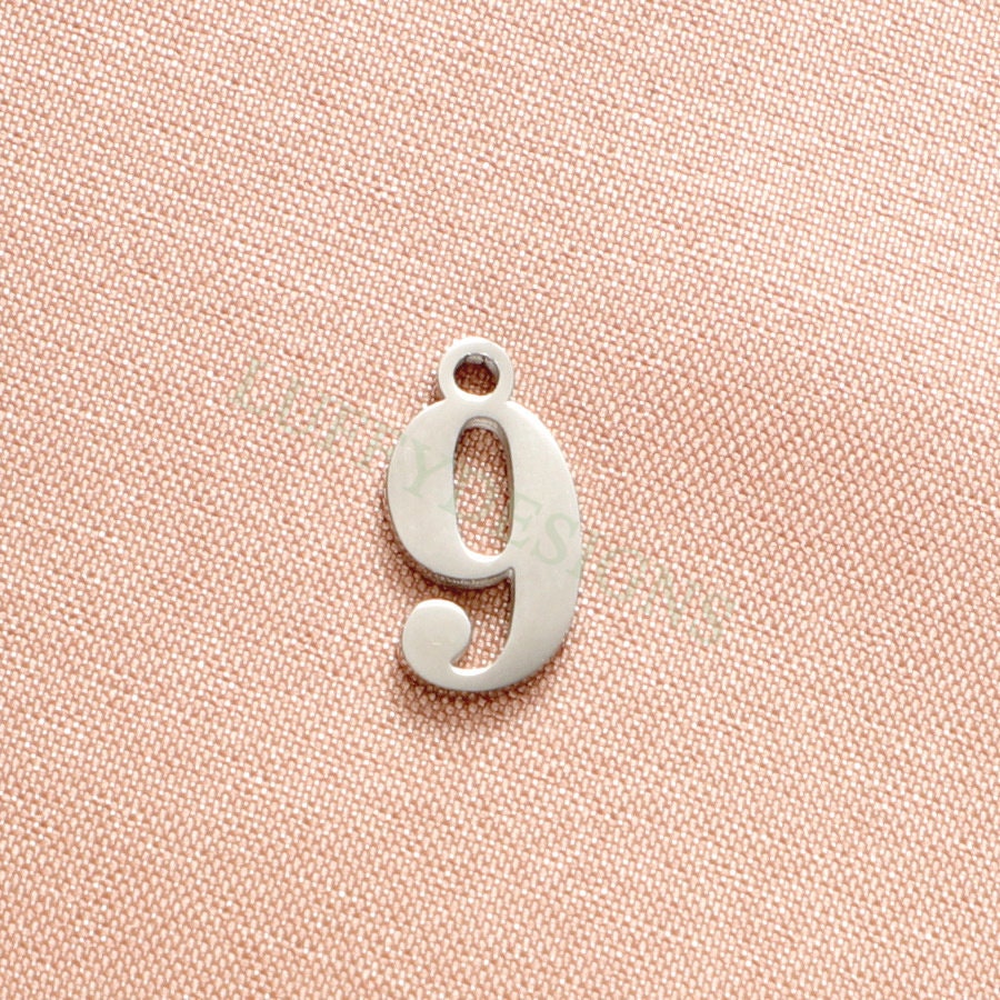 10pcs Number Charms, Gold Number Pendant, Anniversary Findings for Necklace/Bracelet, Gold Stainless Steel, Arabic Number Charms Pendant
