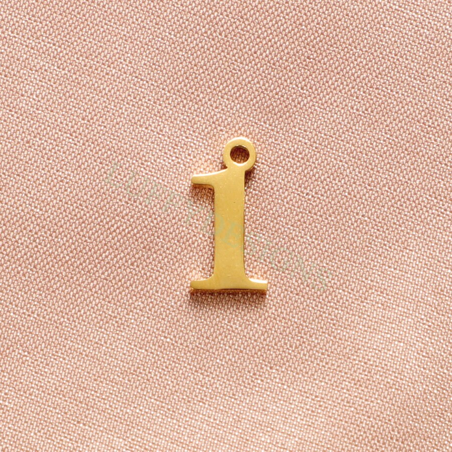10pcs Number Charms, Gold Number Pendant, Anniversary Findings for Necklace/Bracelet, Gold Stainless Steel, Arabic Number Charms Pendant