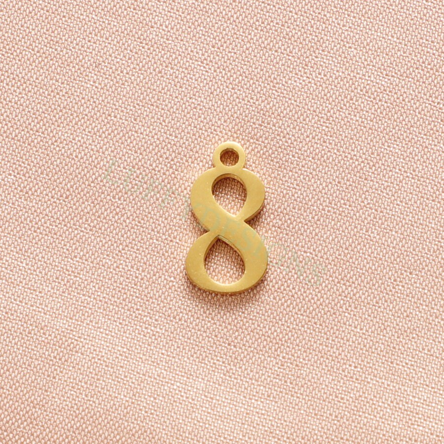 10pcs Number Charms, Gold Number Pendant, Anniversary Findings for Necklace/Bracelet, Gold Stainless Steel, Arabic Number Charms Pendant