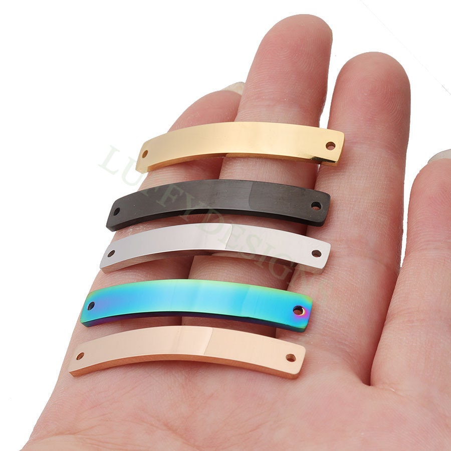 10pcs Blank Bar Charms 39x6mm, Bar Bracelet Supplies, Gold Steel Bar Blanks, Stamping Bar Supplies, DIY Engraving Supplies, Engraving Supply