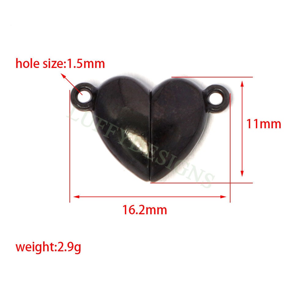 5pcs Heart Magnetic Clasps, Gold Magnetic Clasp Closure, Gold Stainless Steel, Strong Magnetic Clasp,Magnetic Heart Charms,Magnetic Pendant