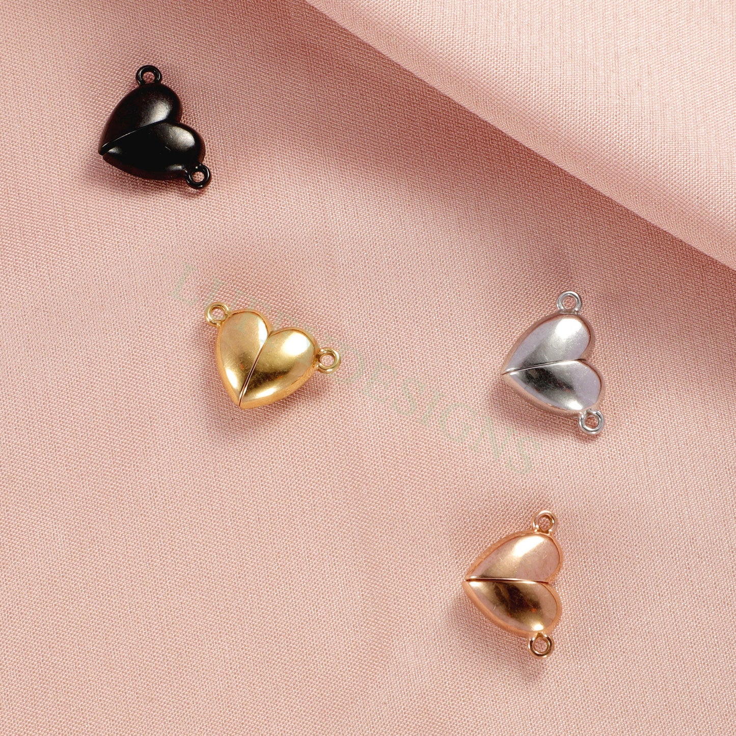 5pcs Heart Magnetic Clasps, Gold Magnetic Clasp Closure, Gold Stainless Steel, Strong Magnetic Clasp,Magnetic Heart Charms,Magnetic Pendant