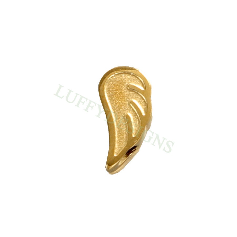 10pcs Angel Wings Charm 9x5mm, Steel Angel Charm, Gold Angel Wings Beads, Gold Stainless Steel, Wings Bead Charms,Angel Wings Beads Findings