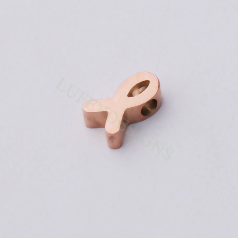 10pcs Awareness Ribbon Charms 8mm, Gold plated Stainless Steel, Findings Supplies, Gold Dangle Knot Ribbon Beads Pendants for Jewelry Making