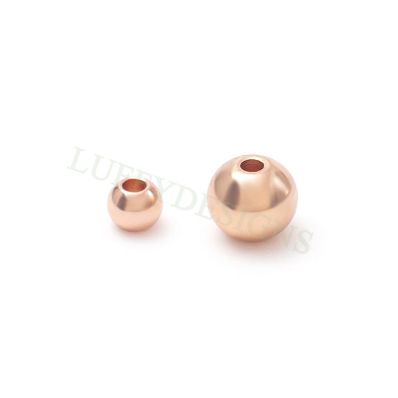 50pcs Round Beads, Gold Spacer Beads, 18K Gold plated 316L Stainless Steel, 3mm /4mm /5mm /6mm /8mm, Jewelry Making For Bracelet/Necklace