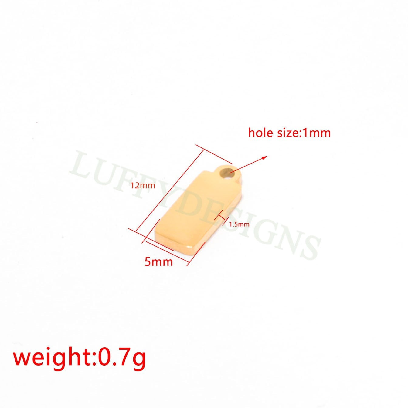 10pcs Gold Rectangle Charm Pendant 5x12mm, Rectangle Pendant Blank, DIY Engraving Supplies, Ready to Engrave, Gold plated Stainless Steel