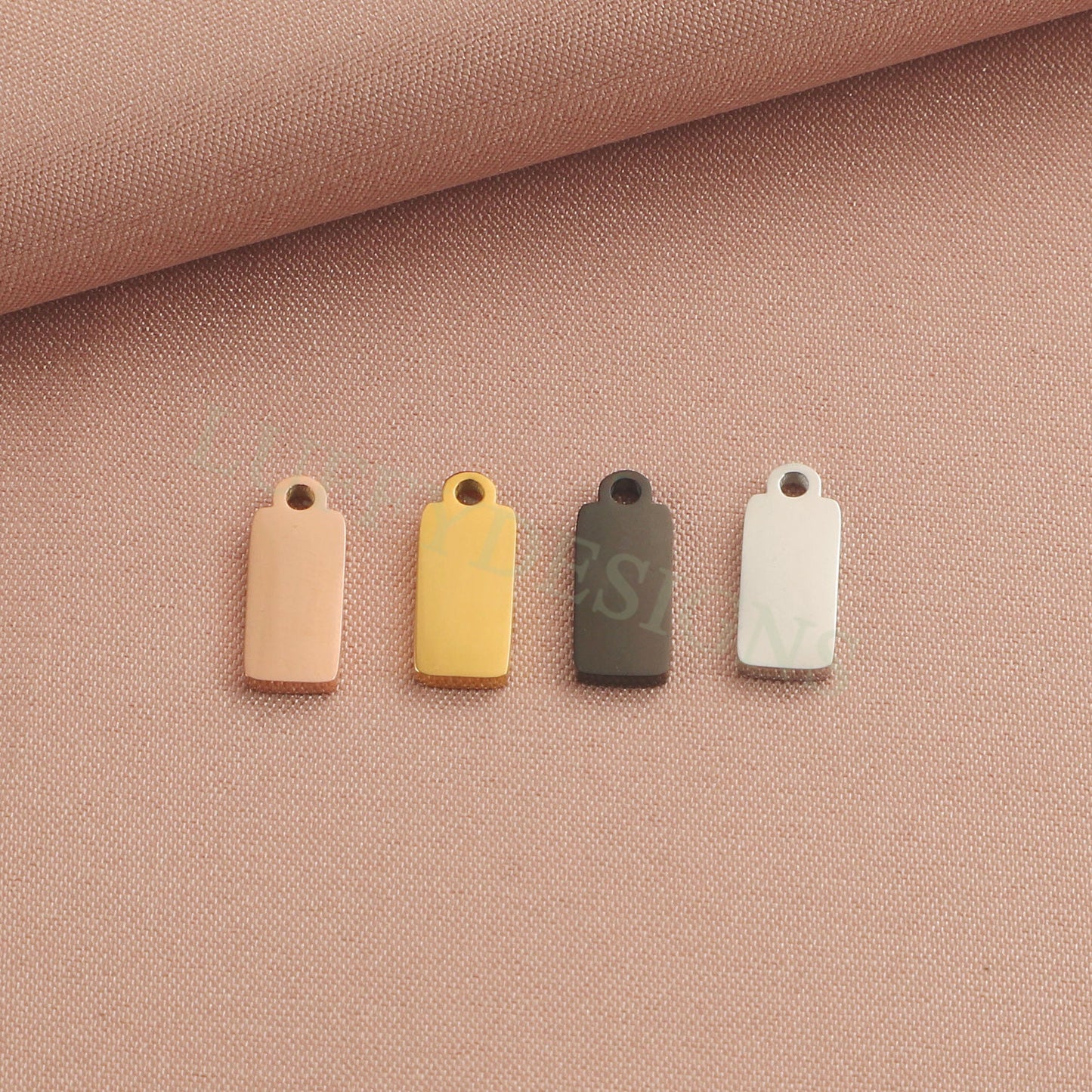 10pcs Gold Rectangle Charm Pendant 5x12mm, Rectangle Pendant Blank, DIY Engraving Supplies, Ready to Engrave, Gold plated Stainless Steel
