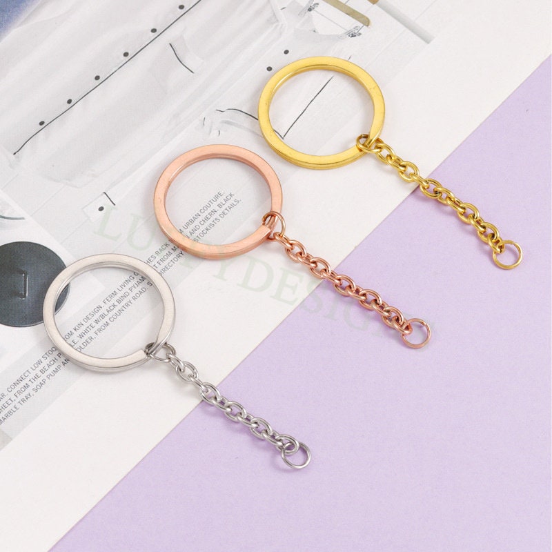 5pcs Chains Keychain, Gold Keyring Supplies, Gold Stainless Steel Keychain, Unfinished Keychain Findings, DIY Keychain with 45mm Chains