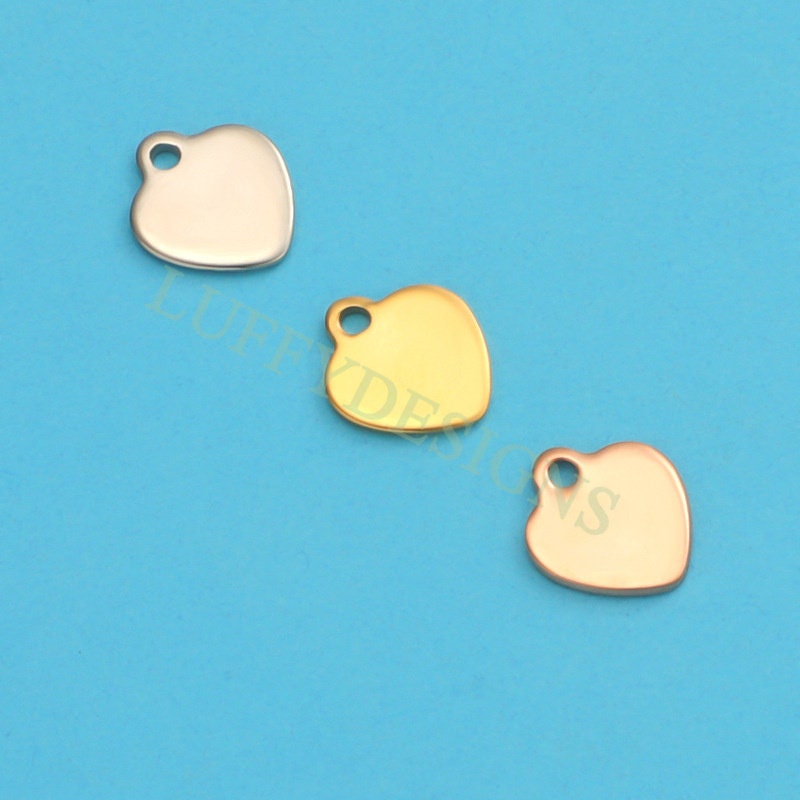 20pcs Heart Charms 8mm, Tiny Love Charm, Gold Stainless Steel Heart, Gold Heart Charms Pendant, Love Pendant, Bracelet/Necklace Findings