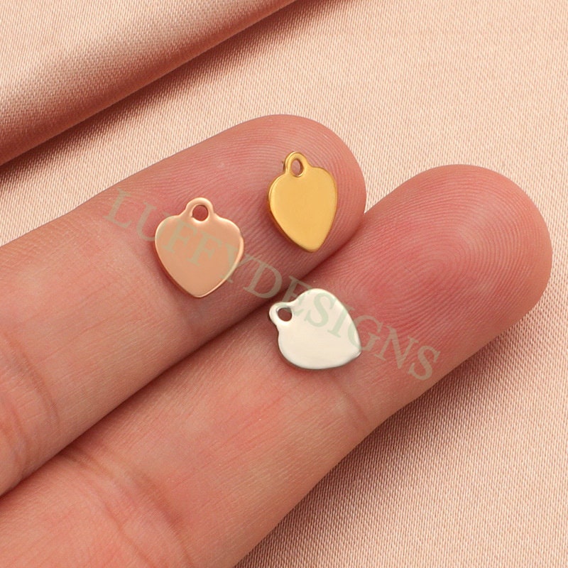 20pcs Heart Charms 8mm, Tiny Love Charm, Gold Stainless Steel Heart, Gold Heart Charms Pendant, Love Pendant, Bracelet/Necklace Findings