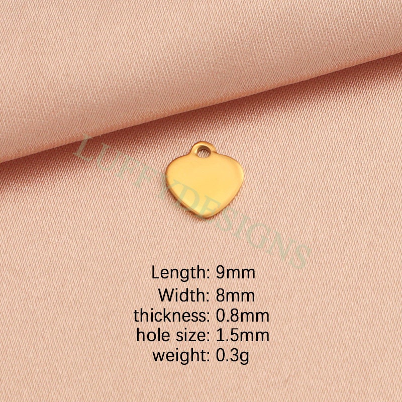 20pcs Heart Charms 8mm, Tiny Love Charm, Gold Stainless Steel Heart, Gold Heart Charms Pendant, Love Pendant, Bracelet/Necklace Findings