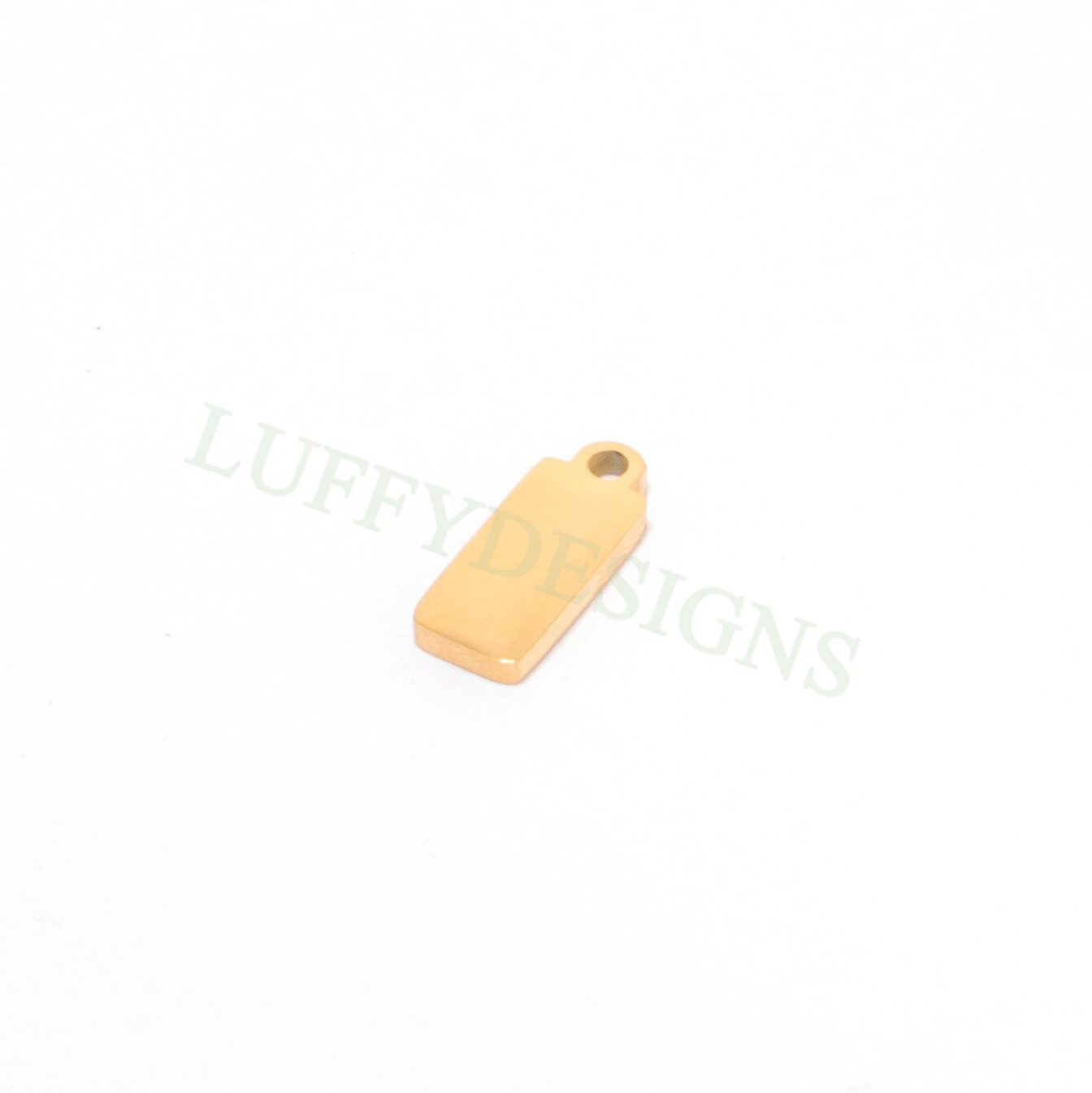 10pcs Gold Rectangle Charm Pendant 5x12mm, Rectangle Pendant Blank, DIY Engraving Supplies, Ready to Engrave, Gold plated Stainless Steel