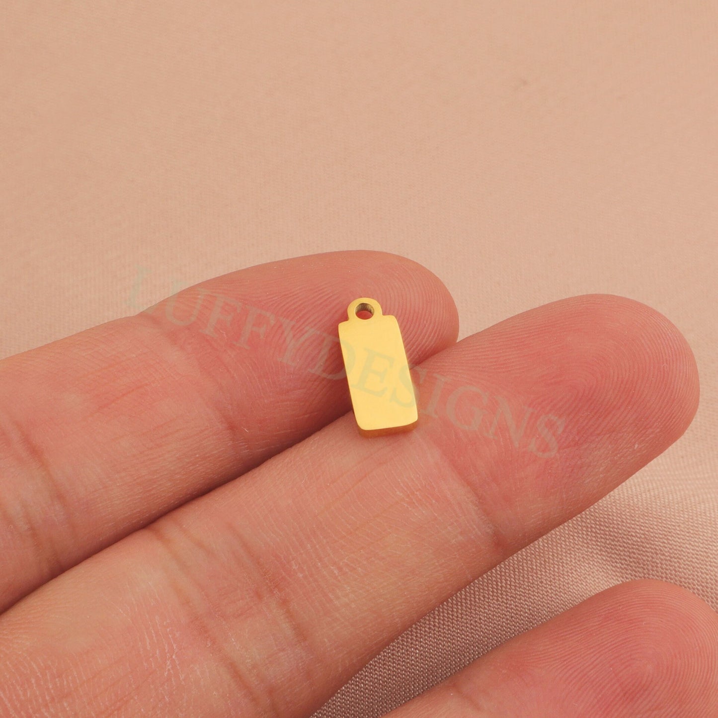 10pcs Gold Rectangle Charm Pendant 5x12mm, Rectangle Pendant Blank, DIY Engraving Supplies, Ready to Engrave, Gold plated Stainless Steel