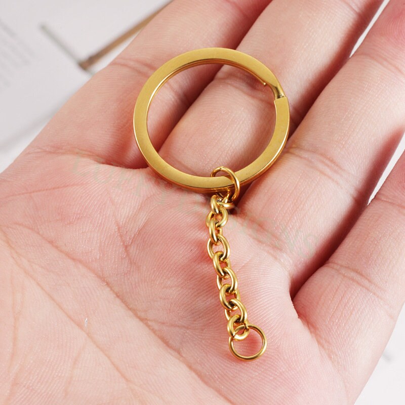 5pcs Chains Keychain, Gold Keyring Supplies, Gold Stainless Steel Keychain, Unfinished Keychain Findings, DIY Keychain with 45mm Chains