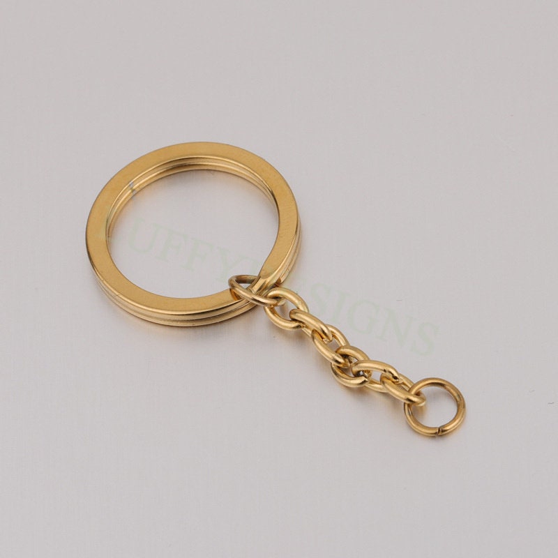 5pcs Chains Keychain, Gold Keyring Supplies, Gold Stainless Steel Keychain, Unfinished Keychain Findings, DIY Keychain with 23mm Chains