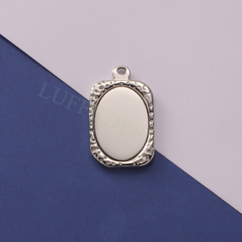 5pcs Gold Mirror Charms 17x28mm, Rectangle Mirror Pendant Blank, Rectangle Blank, DIY Engraving Supplies, Ready to Engrave, Stainless Steel