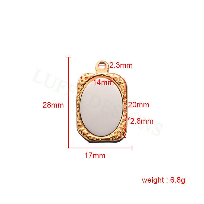 5pcs Gold Mirror Charms 17x28mm, Rectangle Mirror Pendant Blank, Rectangle Blank, DIY Engraving Supplies, Ready to Engrave, Stainless Steel