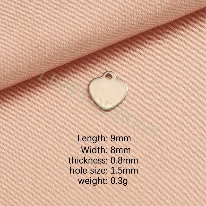 20pcs Heart Charms 8mm, Tiny Love Charm, Gold Stainless Steel Heart, Gold Heart Charms Pendant, Love Pendant, Bracelet/Necklace Findings