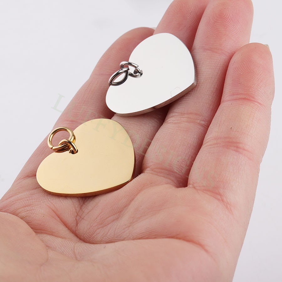 10pcs Heart Charms 25mm, Tiny Love Charm, Gold Stainless Steel Heart, Gold Heart Charms Pendant, Love Pendant, Bracelet/Necklace Findings