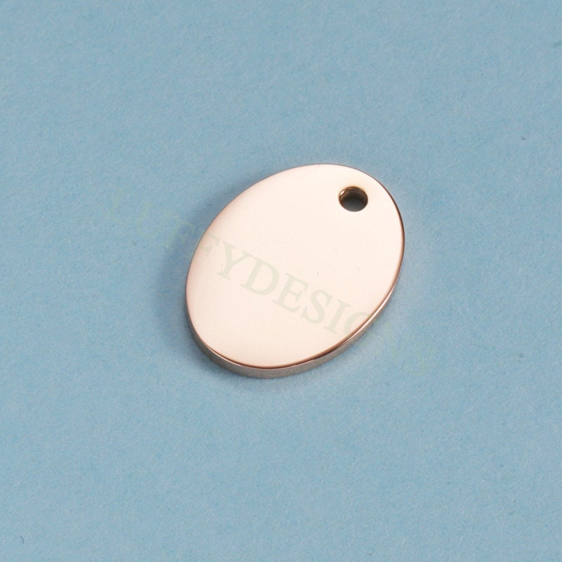10pcs Oval Tags, 16x12mm Blank Stamping Charm Pendant, Metal Stamping Blanks Charm, Engravable Blank Oval Pendant , Gold Stainless Steel